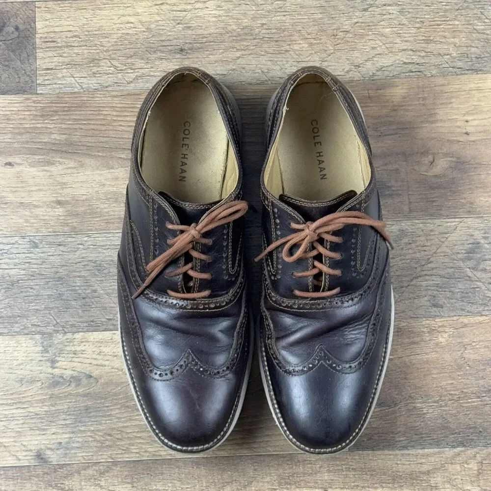 Cole Haan C23427 Original Grand Wingtip Oxford Shoes Dark Brown Men Size US 10.5